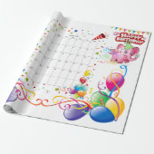 Happy Birthday Gift Wrapping Paper roze okt. Cadeaupapier (Uitgerold)
