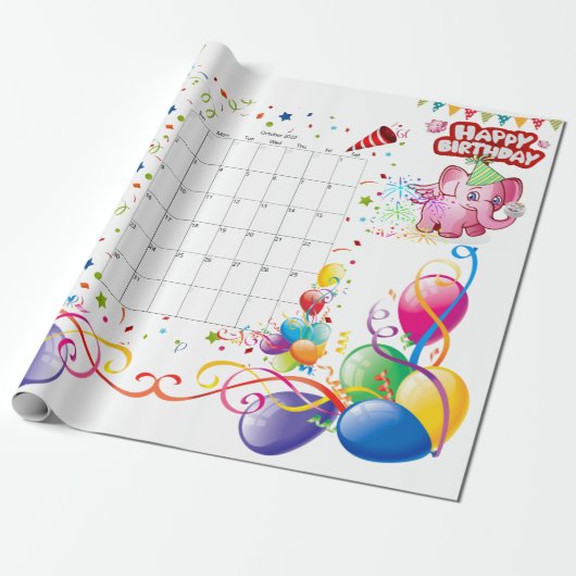 Happy Birthday Gift Wrapping Paper roze okt. Cadeaupapier (Uitgerold)