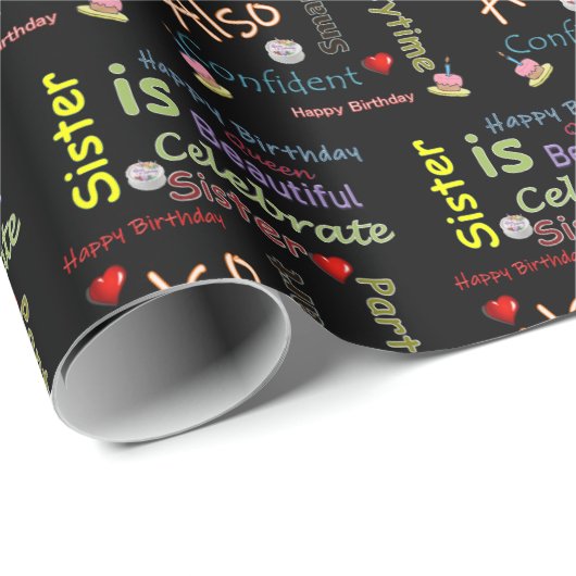 Happy Birthday Gift Wrapping Paper Sister Cadeaupapier (Rol Hoek)