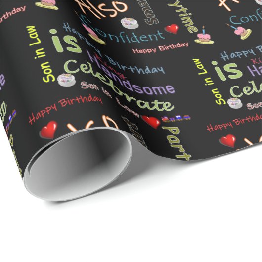 Happy Birthday Gift Wrapping Paper Son in law Cadeaupapier (Rol Hoek)