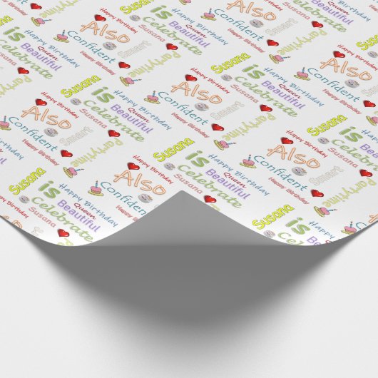 Happy Birthday Gift Wrapping Paper Susana Cadeaupapier (Hoek)