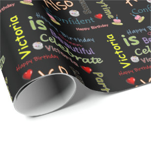 Happy Birthday Gift Wrapping Paper Victoria Cadeaupapier