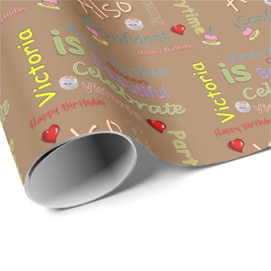 Happy Birthday Gift Wrapping Paper Victoria Cadeaupapier (Rol Hoek)
