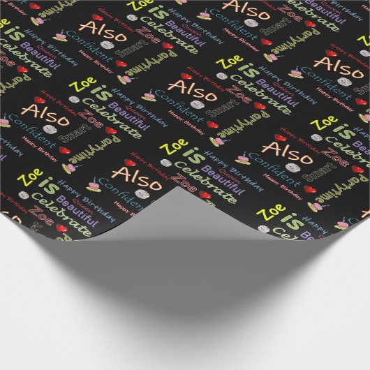 Happy Birthday Gift Wrapping Paper Zoe Cadeaupapier (Hoek)
