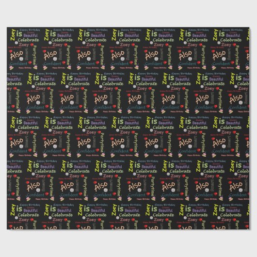Happy Birthday Gift Wrapping Paper Zoey Cadeaupapier (Vlak)