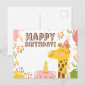 Happy Birthday Giraffe Briefkaart (Voorkant / Achterkant)