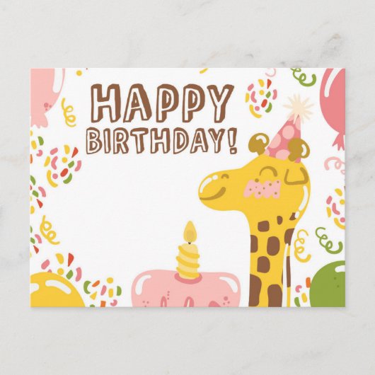 Happy Birthday Giraffe Briefkaart (Voorkant)