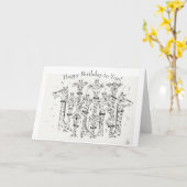Happy Birthday Giraffe Choir Kaart (Gele Bloem)