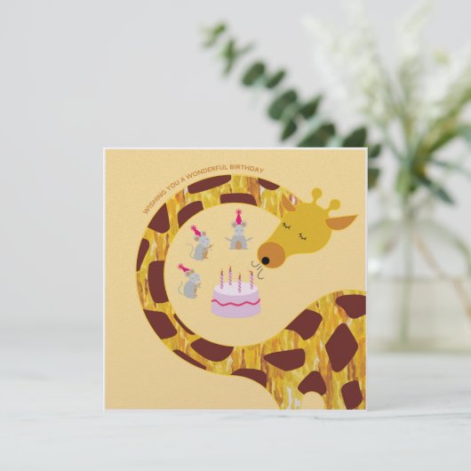 Happy Birthday - Giraffe en vrienden Kaart (Staand voorkant)