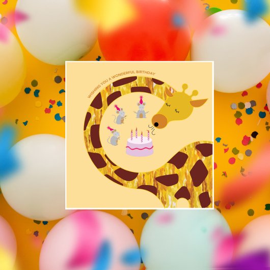 Happy Birthday - Giraffe en vrienden Kaart