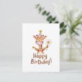 Happy Birthday Giraffe Feestdagenkaart (Staand voorkant)