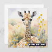 Happy Birthday Giraffe Flat Kaart (Voorkant / Achterkant)