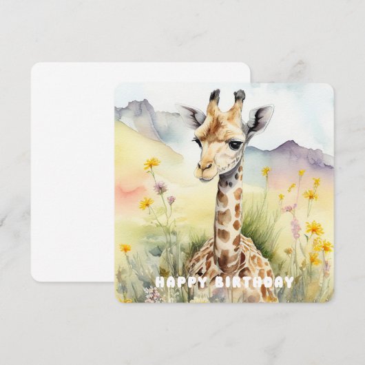 Happy Birthday Giraffe Flat Kaart (Voorkant / Achterkant)
