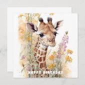 Happy Birthday Giraffe Flat Kaart (Voorkant / Achterkant)