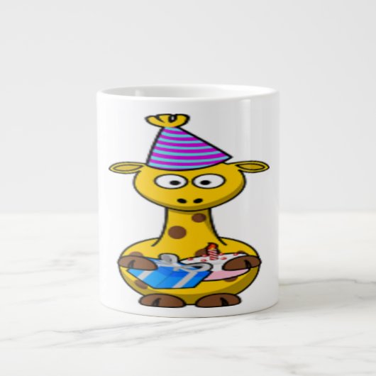 "HAPPY BIRTHDAY"-GIRAFFE GROTE KOFFIEKOP (Voorkant)