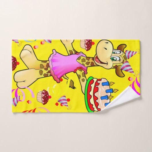 Happy Birthday Giraffe Hands Bathroom Towel sets Bad Handdoek (Handdoek)