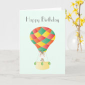 Happy Birthday Giraffe Hot Air ballon Kaart (Gele Bloem)