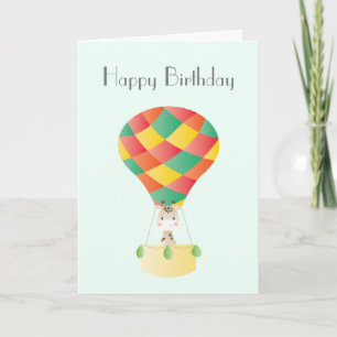 Happy Birthday Giraffe Hot Air ballon Kaart
