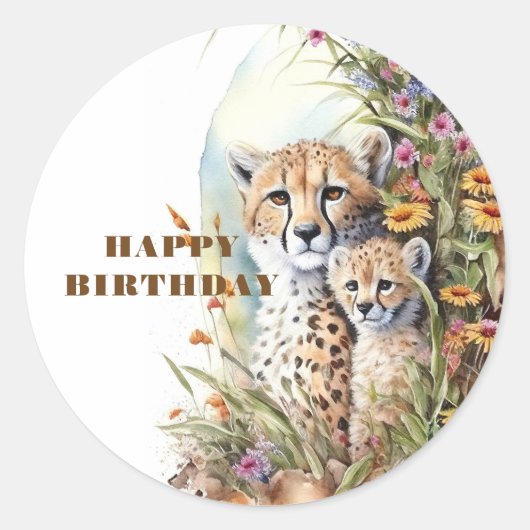 Happy Birthday Giraffe Ronde Sticker (Voorkant)