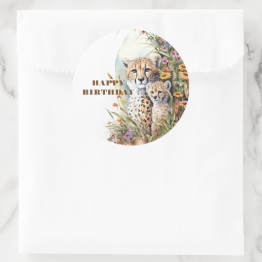 Happy Birthday Giraffe Ronde Sticker (Tas)