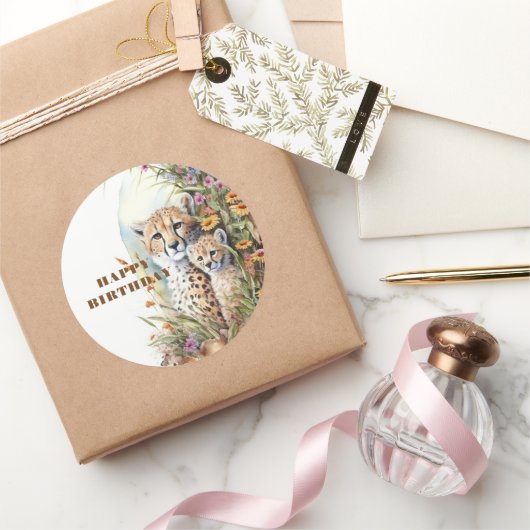 Happy Birthday Giraffe Ronde Sticker (Geschenken)