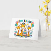 Happy Birthday Giraffes Kaart (Gele Bloem)