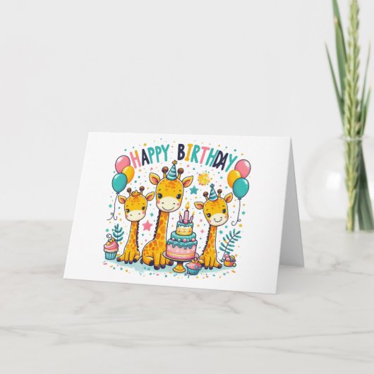 Happy Birthday Giraffes Kaart (Voorkant)