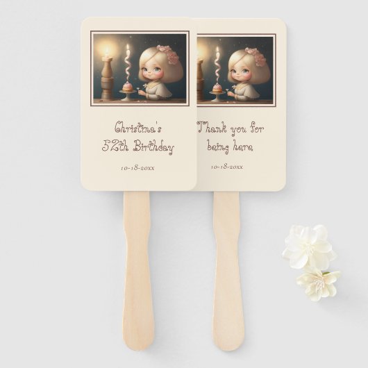 Happy Birthday Girl 01 Handwaaier (Voorkant en achterkant)