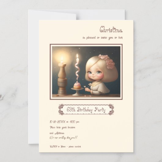 Happy Birthday Girl 01 Magnetische Uitnodiging (Voorkant)