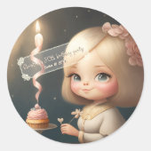 Happy Birthday Girl 01 Ronde Sticker (Voorkant)