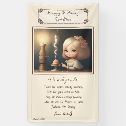 Happy Birthday Girl 01 Spandoek (Verticaal)