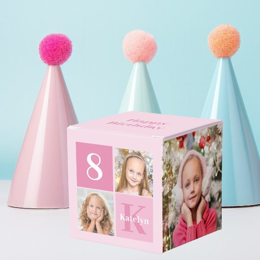 Happy Birthday Girl Cute Custom Photo Pink Party Bedankdoosjes
