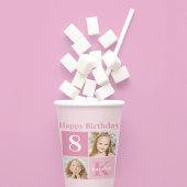 Happy Birthday Girl Cute Custom Photo Pink Party Papieren Bekers