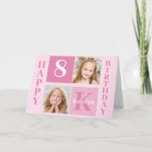 Happy Birthday Girl Cute Custom Roze Kinderen Kaart (Voorkant)