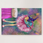 Happy Birthday - Girl die kaarsen uitblaast - Fun Legpuzzel (Horizontaal)