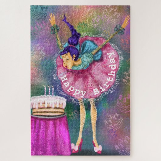 Happy Birthday - Girl die kaarsen uitblaast - Fun Legpuzzel (Verticaal)