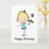 Happy Birthday Girl met bloemen Kaart (Gele Bloem)
