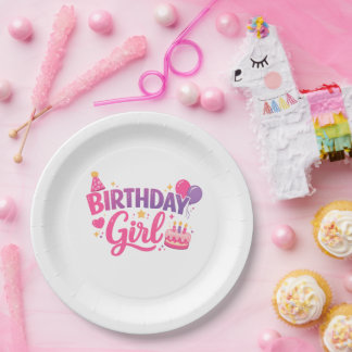 Happy Birthday Girl Party Plate Birthday Plate Kid Papieren Bordje
