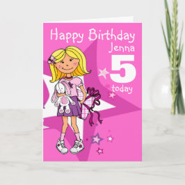 Happy Birthday Girl personalise age card Kaart