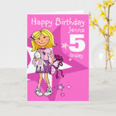 Happy Birthday Girl personalise age card Kaart (Gele Bloem)