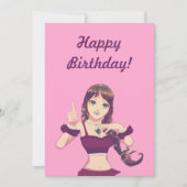 Happy Birthday Girl Pink Party Invitation  Kaart (Voorkant)