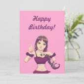 Happy Birthday Girl Pink Party Invitation  Kaart (Staand voorkant)