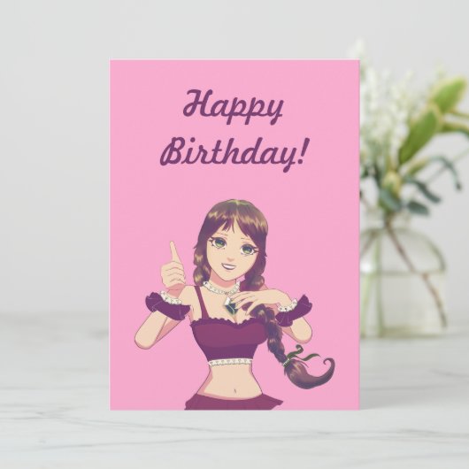 Happy Birthday Girl Pink Party Invitation  Kaart (Staand voorkant)