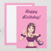 Happy Birthday Girl Pink Party Invitation  Kaart (Voorkant / Achterkant)