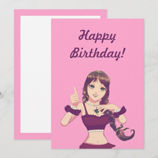 Happy Birthday Girl Pink Party Invitation  Kaart (Voorkant / Achterkant)