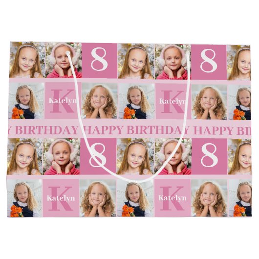 Happy Birthday Girl  Roze foto Collage Groot Cadeauzakje (Achterkant)