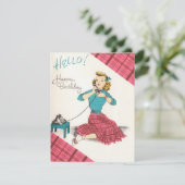  Happy Birthday Girl-telefoongesprek Feestdagenkaart (Staand voorkant)