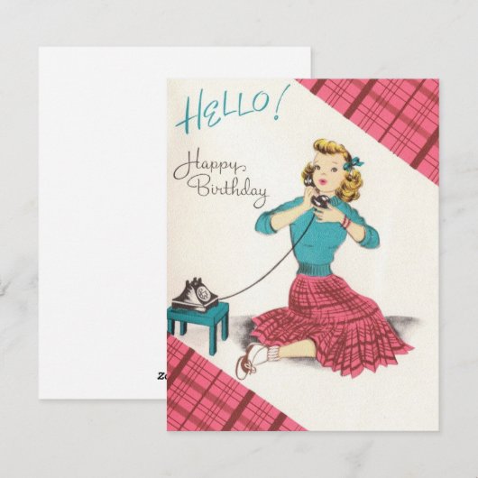  Happy Birthday Girl-telefoongesprek Feestdagenkaart (Voorkant / Achterkant)