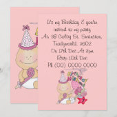 Happy Birthday Girl wil 1 jaar oud Kaart (Voorkant / Achterkant)