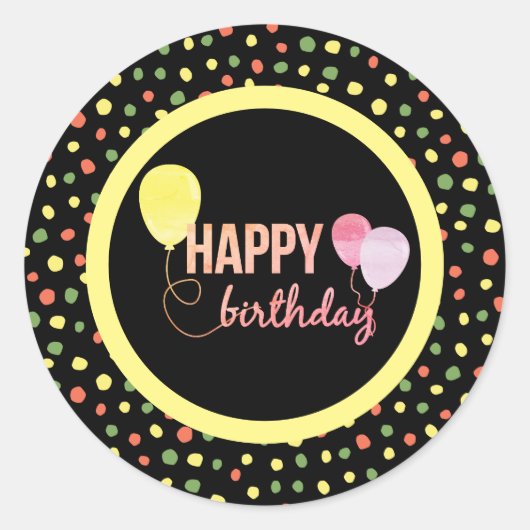 Happy Birthday Girly Ronde Sticker (Voorkant)